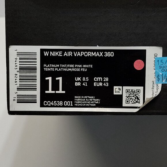 Nike Air VaporMax 360 Running Sneakers Air-Sole Cushioning CQ4538-001 Women US11 - Picture 14 of 15
